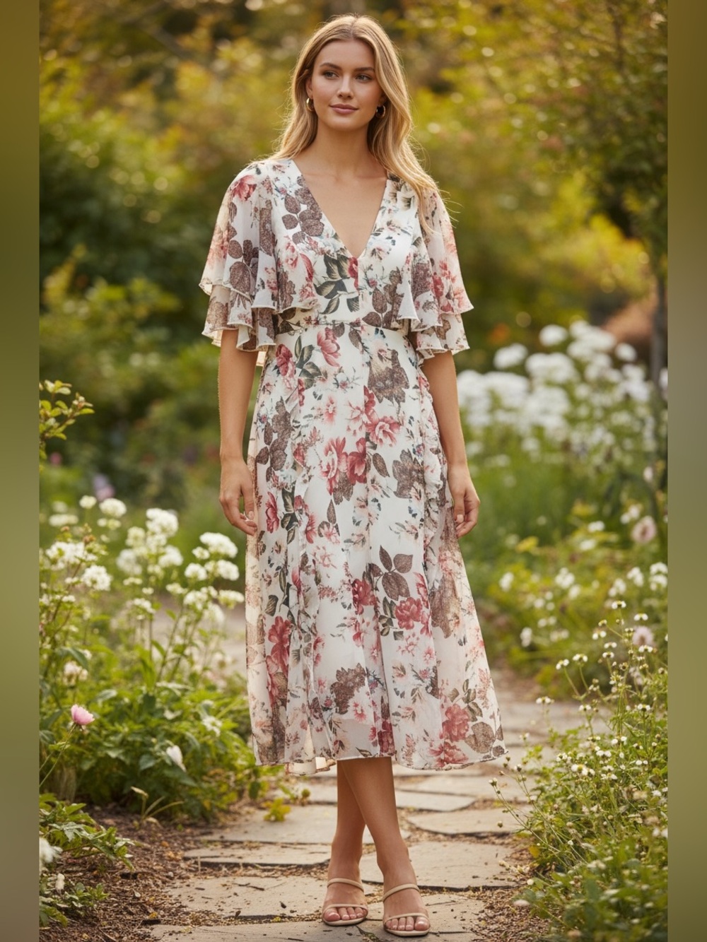ASOS Floral Chiffon Midi Dress – NWT